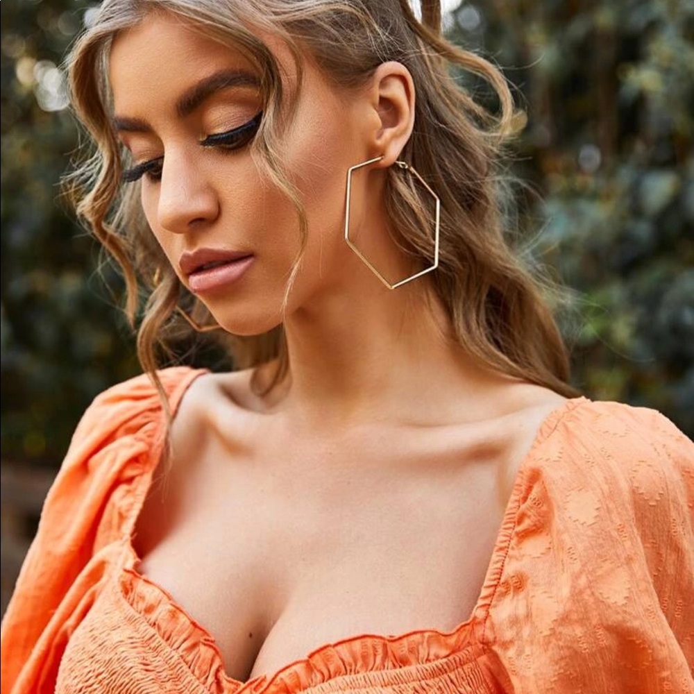 ¥18k Gold Geometric Big Hoop Earrings